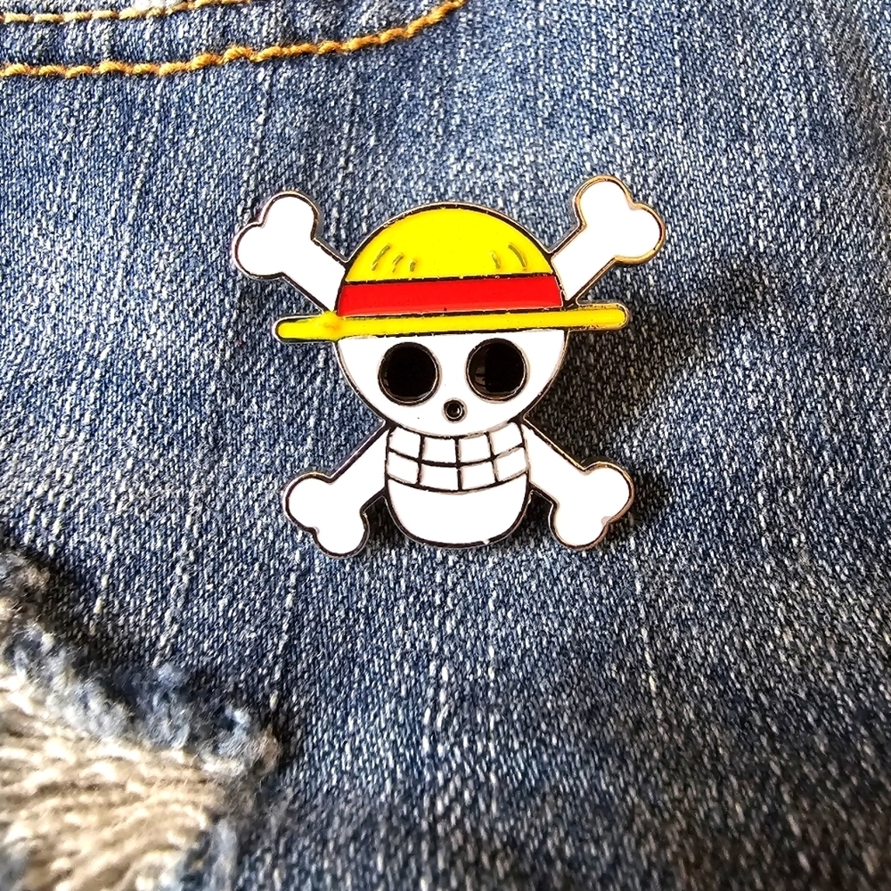 One Piece Jolly Roger Straw Hat Crew Enamel Pin